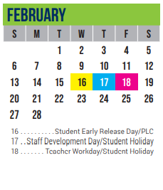District School Academic Calendar for Excel Academy (murworth) for February 2022