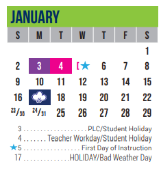 District School Academic Calendar for Excel Academy (murworth) for January 2022