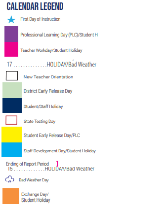 District School Academic Calendar Legend for Excel Academy (murworth)