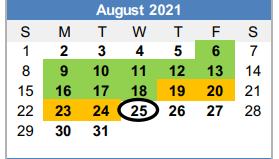 District School Academic Calendar for Pioneer El for August 2021