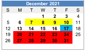 District School Academic Calendar for Pioneer El for December 2021