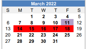 District School Academic Calendar for Graham H S for March 2022