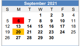 District School Academic Calendar for Graham J H for September 2021