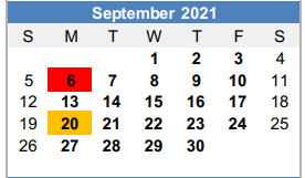 District School Academic Calendar for Pioneer El for September 2021