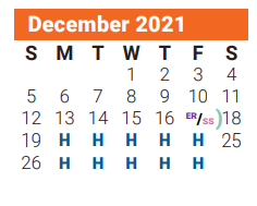 District School Academic Calendar for Juan Seguin Elementary for December 2021