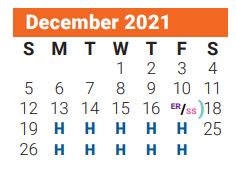 District School Academic Calendar for Lamar Alternative Education Program for December 2021