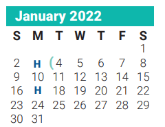 District School Academic Calendar for Lamar Alternative Education Program for January 2022