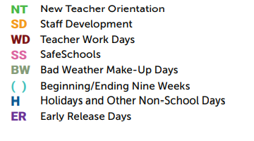 District School Academic Calendar Legend for Johnson Elementary