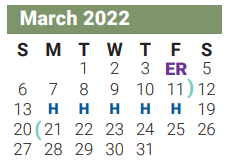District School Academic Calendar for Lamar Alternative Education Program for March 2022