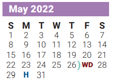 District School Academic Calendar for So Grand Prairie H S for May 2022