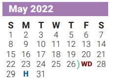 District School Academic Calendar for Bowie Elementary for May 2022