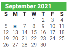 District School Academic Calendar for Lamar Alternative Education Program for September 2021