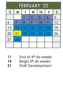 District School Academic Calendar for Van Zandt/rain Sp Ed Co-op for February 2022
