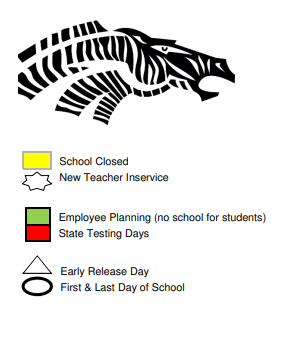 District School Academic Calendar Legend for Grandview Elementary