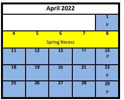 District School Academic Calendar for William Penn School for April 2022
