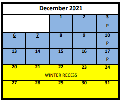 District School Academic Calendar for Granger High for December 2021