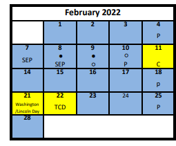 District School Academic Calendar for Monroe School for February 2022