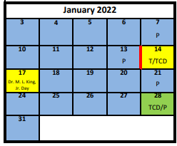 District School Academic Calendar for Evergreen Jr High for January 2022