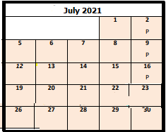 District School Academic Calendar for Academy Park School for July 2021