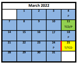 District School Academic Calendar for Beehive School for March 2022