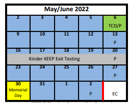 District School Academic Calendar for Granite Park Jr High for May 2022