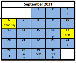 District School Academic Calendar for Hunter Jr High for September 2021