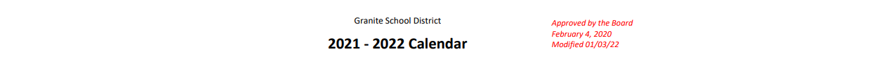 District School Academic Calendar for Kearns Jr High