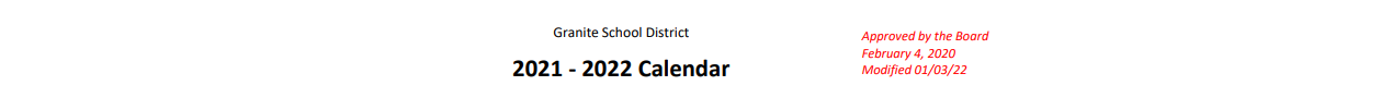 District School Academic Calendar for Granite Park Jr High