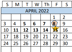 District School Academic Calendar for Grape Creek High School for April 2022