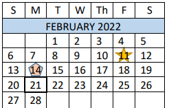 District School Academic Calendar for Grape Creek High School for February 2022