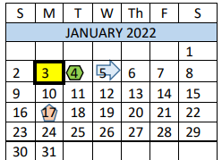 District School Academic Calendar for Fairview Daep for January 2022