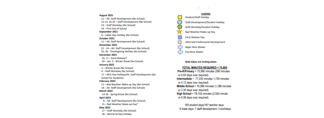 District School Academic Calendar Key for Fairview Daep