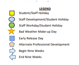 District School Academic Calendar Legend for Fairview Accelerated