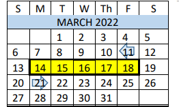 District School Academic Calendar for Grape Creek High School for March 2022