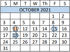 District School Academic Calendar for Grape Creek Middle for October 2021