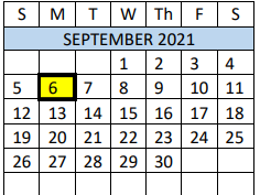 District School Academic Calendar for Grape Creek Middle for September 2021