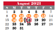 District School Academic Calendar for Glenhope Elementary for August 2021