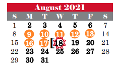 District School Academic Calendar for Dove Elementary for August 2021