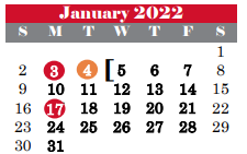 District School Academic Calendar for Colleyville Middle for January 2022