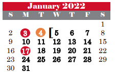 District School Academic Calendar for Colleyville Elementary for January 2022