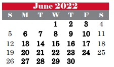 District School Academic Calendar for Dove Elementary for June 2022