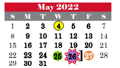 District School Academic Calendar for Bear Creek Elementary for May 2022