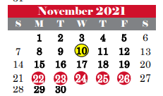 District School Academic Calendar for Cannon Elementary for November 2021