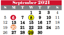 District School Academic Calendar for Colleyville Elementary for September 2021