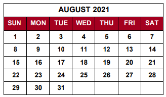 District School Academic Calendar for Maple Elementary School for August 2021