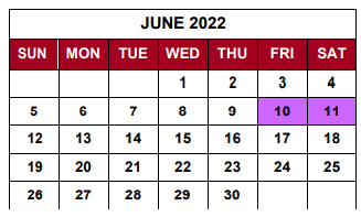 District School Academic Calendar for Parkview Middle School for June 2022