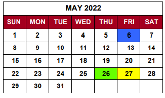 District School Academic Calendar for Corden Porter Edu Center for May 2022