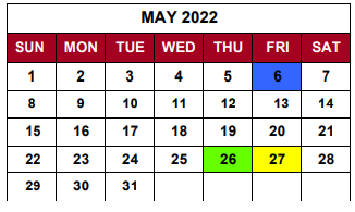 District School Academic Calendar for New Washington Elem School for May 2022