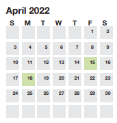 District School Academic Calendar for Greer Middle for April 2022
