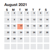 District School Academic Calendar for League Academy for August 2021